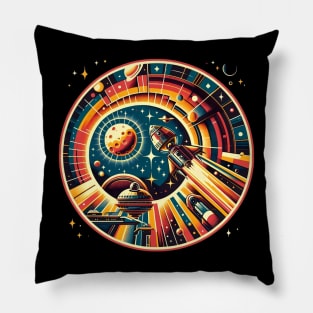 Galactic Odyssey Retro Space Tee Pillow