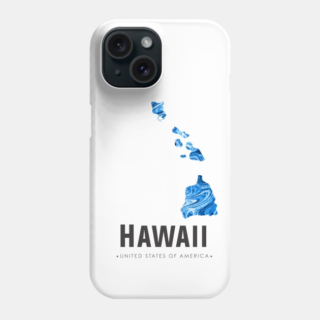 Hawaii state map abstract blue Phone Case by StudioGrafiikka