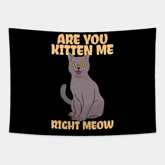 are you kitten me right meow cat kitting kidding Tapestry by auviba-design