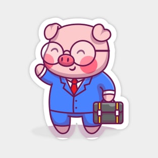 Cute Pig Businessman Magnet