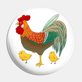 Minhwa: Chicken Family A Type Pin