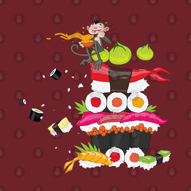 monkey eating shushi by Mako Design 