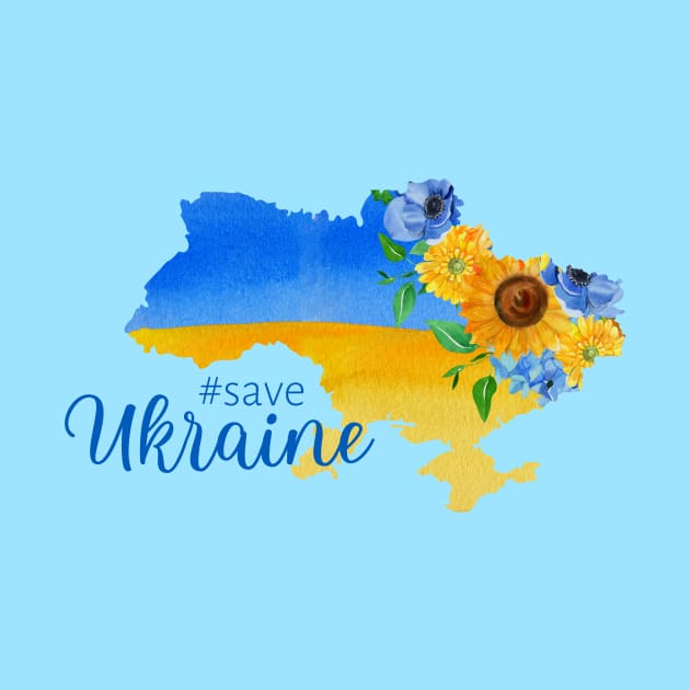 Save Ukraine, design with flower map of Ukraine by g14u