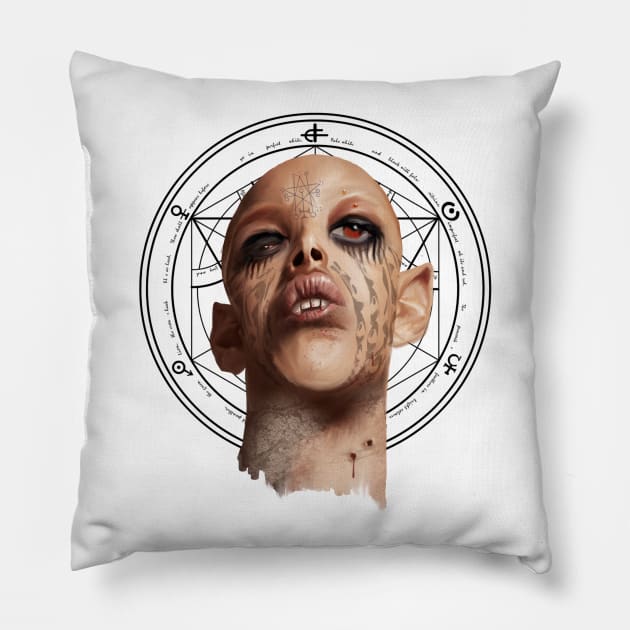 Beautiful Vampire Girl Gothic Horror Pillow by IceTees