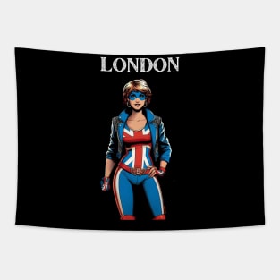 London England Female Comic Book Super Hero Tapestry