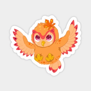 The little cute orange owl- for Men or Women Kids Boys Girls love owl Magnet