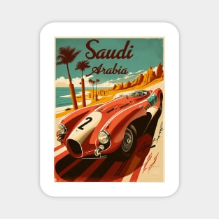 Saudi Arabia Supercar Vintage Travel Art Poster Magnet