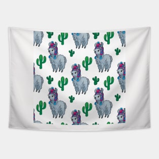 Cute Llamas Neck Gator Cactus Gray Lllama Tapestry