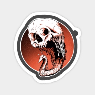 Skull Stalker - A Dark Macabre Skull Alien Brain Eating Retro SciFi Design Magnet