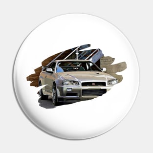 R34 Skyline Art Print Pin