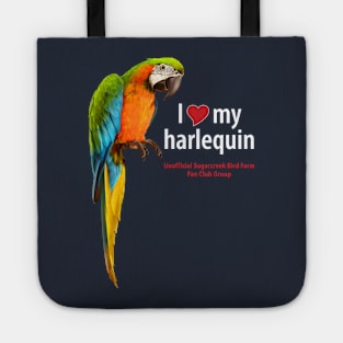 love harlequin macaw Tote