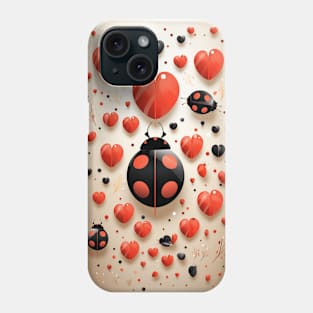 Cute Ladybug With Hearts Phone Case