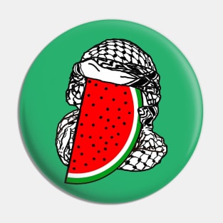 Free Palestine Watermelon Keffiyeh - Wrapped - Double-sided Pin