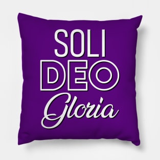 Soli Deo Gloria white text Pillow