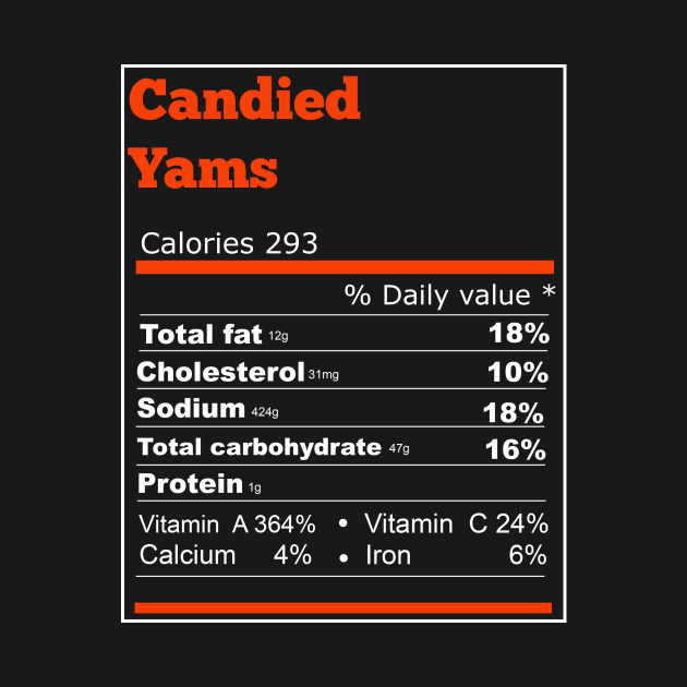 candied yams nutrition thanksgiving day TShirt Candied Yams Nutrition TShirt TeePublic