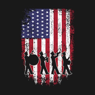 Marching Band American Flag Patriot Graphic USA Patriotic Marching Band T-Shirt