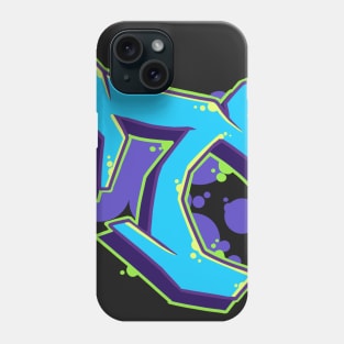 Letter T - Graffiti Street Art Style Blue Phone Case