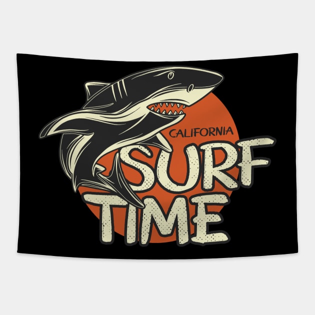 California Surf Time Surfing Gift T-Shirts Tapestry by gdimido