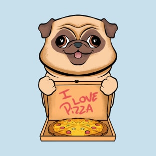 pug and pizza fun puppies lovers pizza love T-Shirt