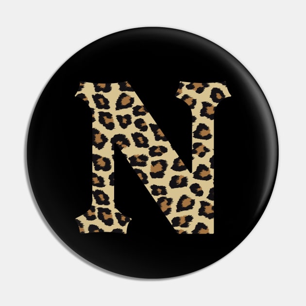 Letter N Leopard Cheetah Monogram Initial Pin by squeakyricardo