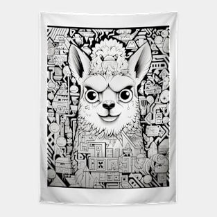 Cartoon Alpaca Graffiti #1 Tapestry