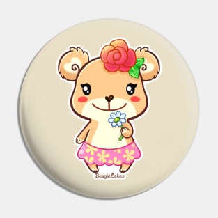 Kawaii Spring Time Flower Bear Pin