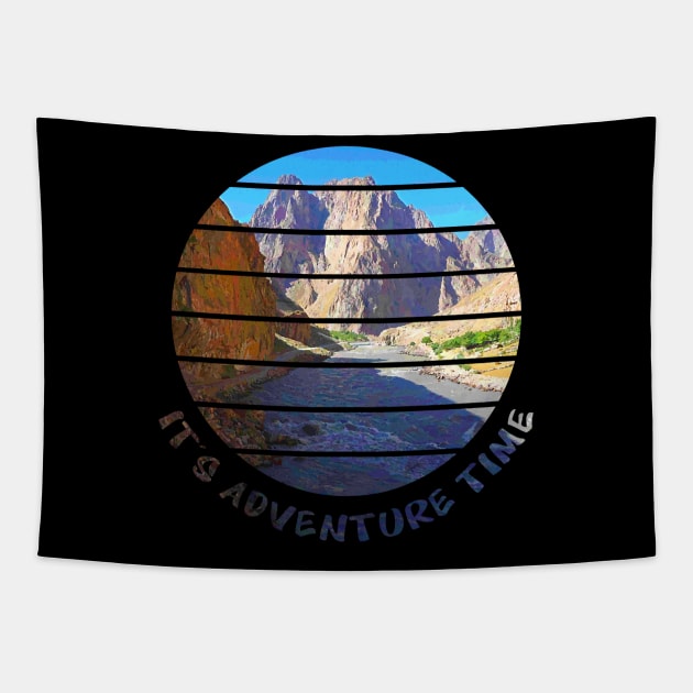 Adventure is Calling I have to go walking outside in nature and enjoy the hike in the beautiful surrounding between rivers, trees, rocks, wildlife and green fields. Hiking is a pure gem of joy.   Tapestry by Olloway