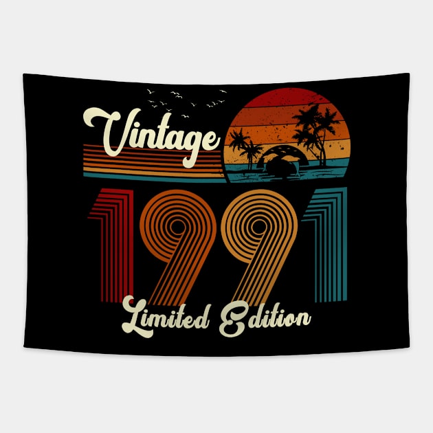 Vintage 1991 Shirt Limited Edition 29th Birthday Gift Tapestry by Damsin