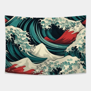 Ephemeral Crests: Hokusai Waves Reimagined Tapestry