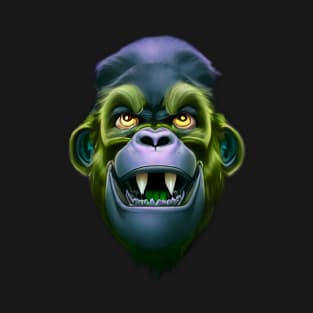 Evil Monkey Face Green T-Shirt