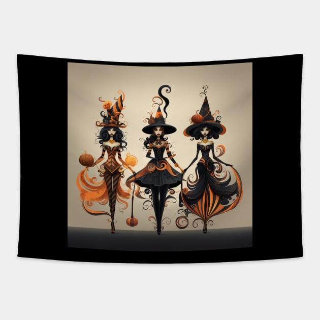 Happy halloween witches Tapestry by NumberOneEverything