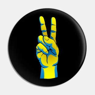 Peace for Ukraine Ukrainian Pride Hand Peace Sign Design Pin