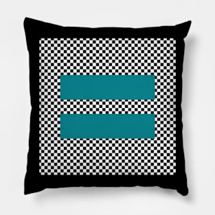 Checkerboard Equality Teal Pillow