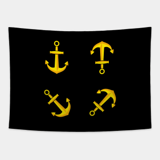 Cartoon Golden Boat Anchor Set Tapestry