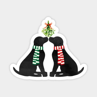 Black Labrador Christmas Dogs Kissing Mistletoe Magnet