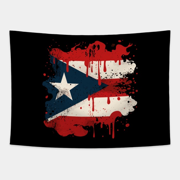 Puerto Rico Grafitti Style Flag Design Tapestry by DankFutura