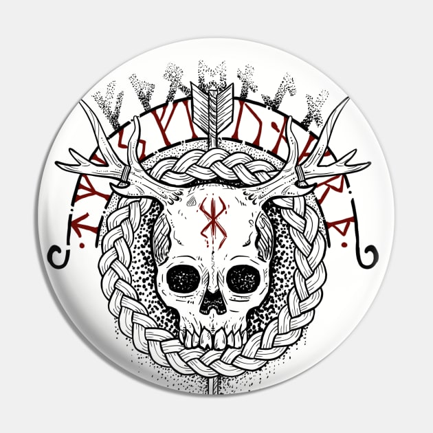 Viking skull with runes Pin by BlackForge