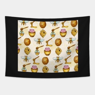 Honeybee Beekeeper Save the Bees Pink, Blue, Yellow, Gifts for Her Tapestry