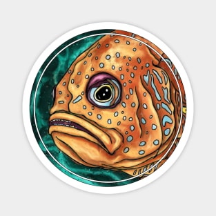 Grumpy old fish painting with bright colors Magnet