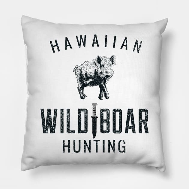 HAWAIIAN WILD BOAR HUNTING Pillow by Cult Classics