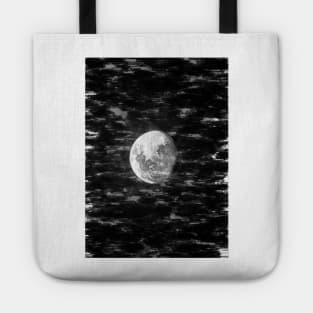 Partial Moon In The Night Sky Monochrome. For Moon Lovers. Tote