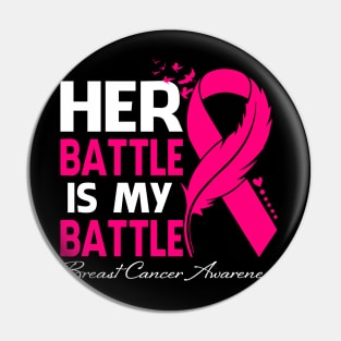 Her Battle Is My Battle Breast Cancer Awareness Feather Pin