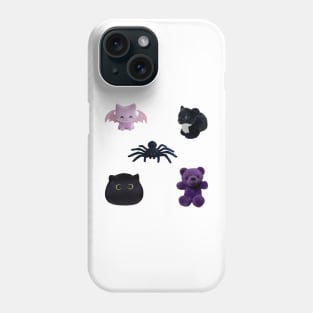 Purple Goth Kawaii Plushies Sticker Pack Phone Case