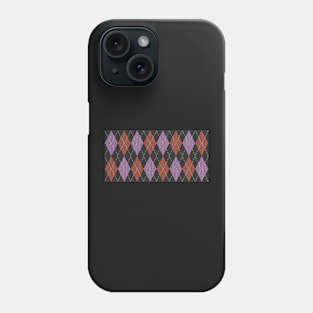 Purple and Orange and Grey Argyle Knit Pattern Phone Case