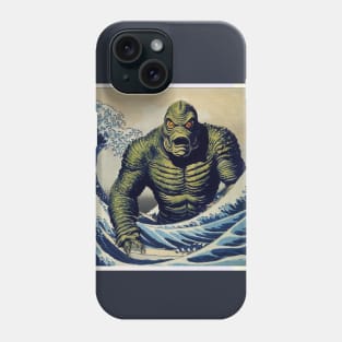 The Creature from the Black Lagoon and the Great Wave Phone Case