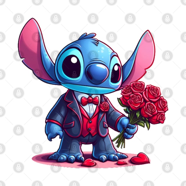 Valentines Day Stitch, Stitch Love by BukovskyART