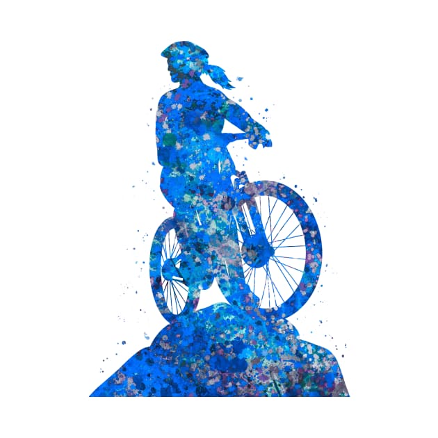 Downhill mountain bike girl blue art by Yahya Art