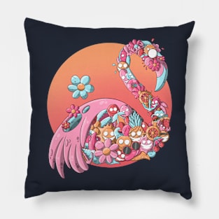 Flamingo Doodles Pillow