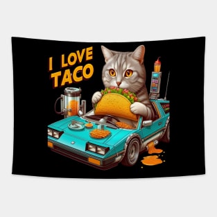 Feline Fiesta I love Taco Tapestry