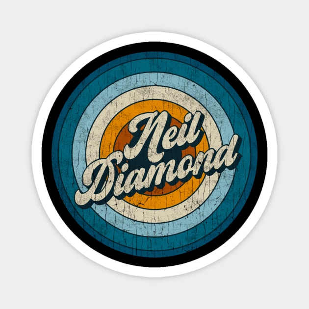 Neil Diamond - Retro Circle Vintage Magnet by Skeletownn